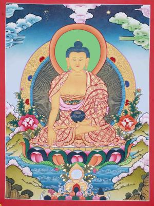 Original Hand-Painted Shakyamuni Buddha | Tibetan Buddhism | Religious Wall Hanging